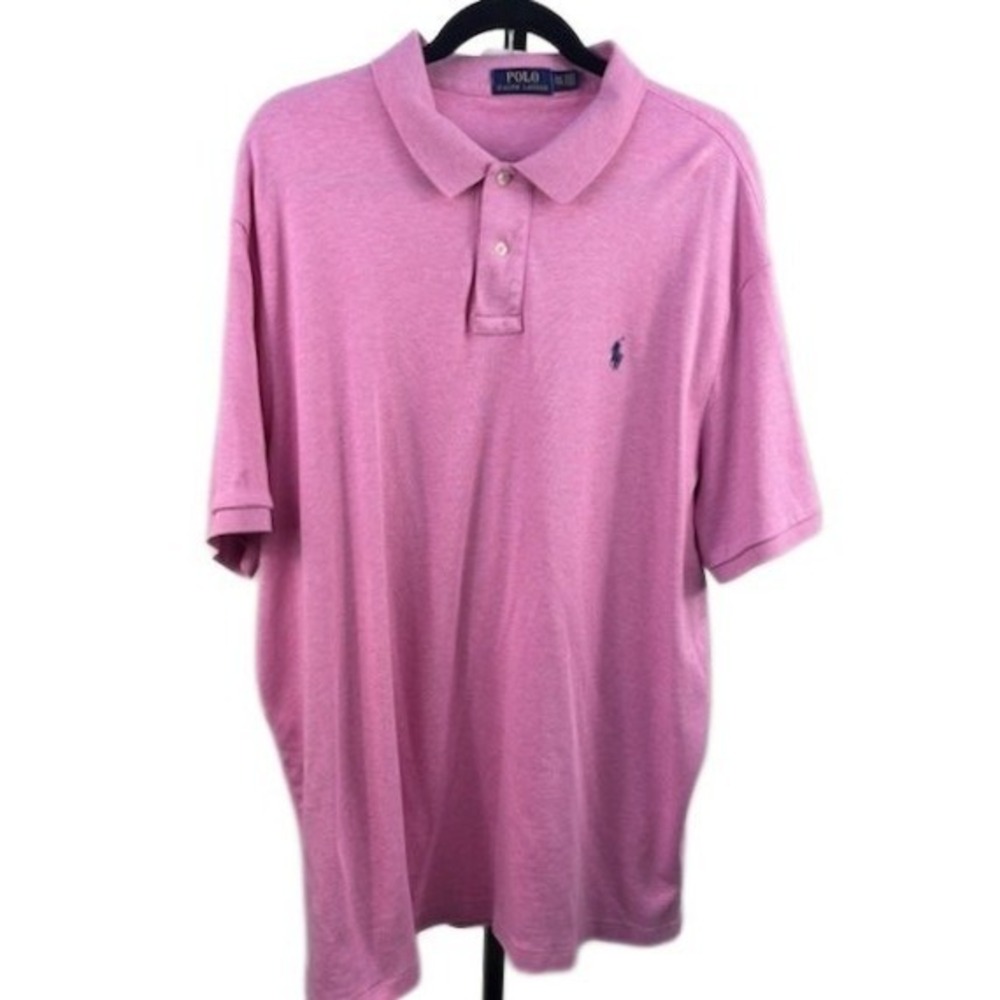 NWOT Polo Ralph Shirt Lauren Men's XXL Pink Heathered Short Sleeve Cotton